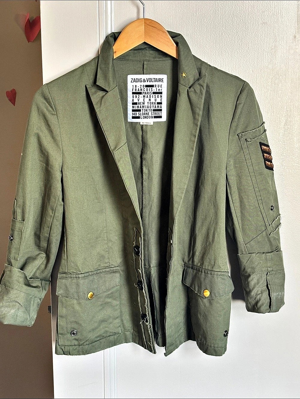 Zadig & Voltaire Virginia Grunge Blazer Women's Green Utility Jacket